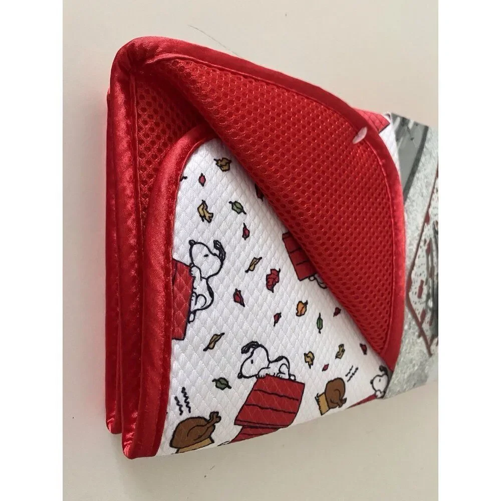2 Pack Snoopy Peanuts Doghouse Turkey Fall Leaves Dish Drying Mats 16 X 18” NEW‎